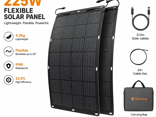 لوح طاقة شمسية مرن FlexSolar بقدرة 225 واط