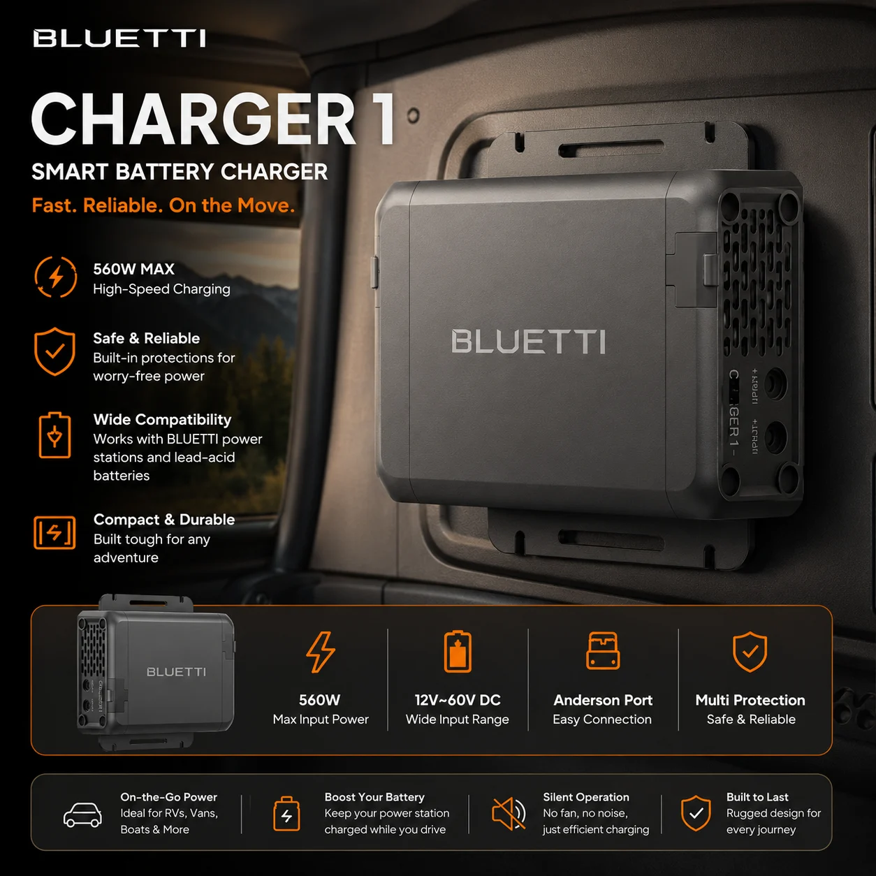 BLUETTI Charger 1 | 560W | Alternator Charger for Portable Power Stations