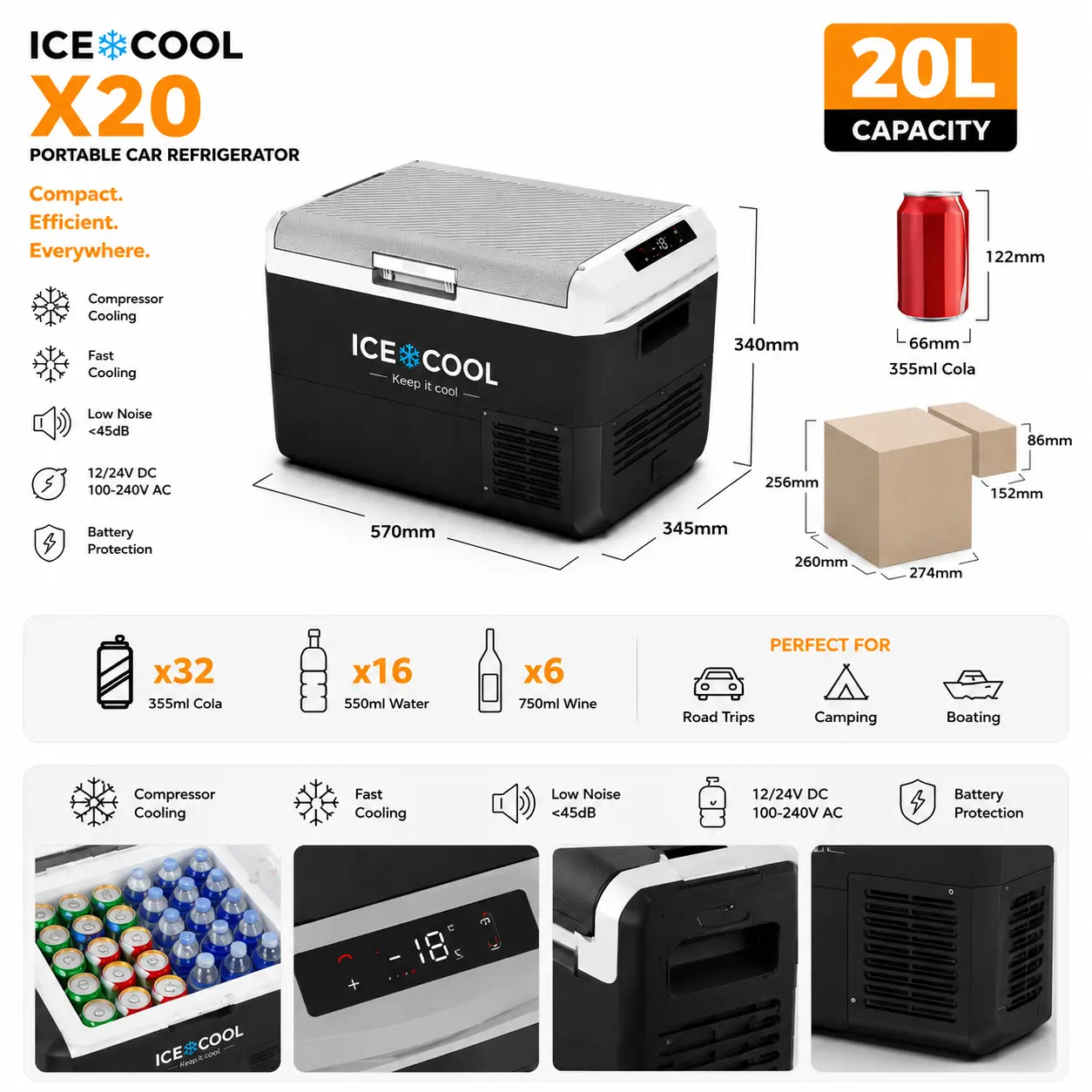 ICECOOL X20 Portable Car Refrigerator (20L) - Billionaire Trading