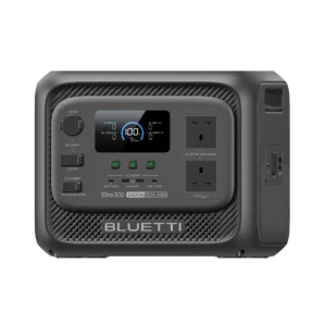 BLUETTI Elite 300 portable power station, angled front and side view