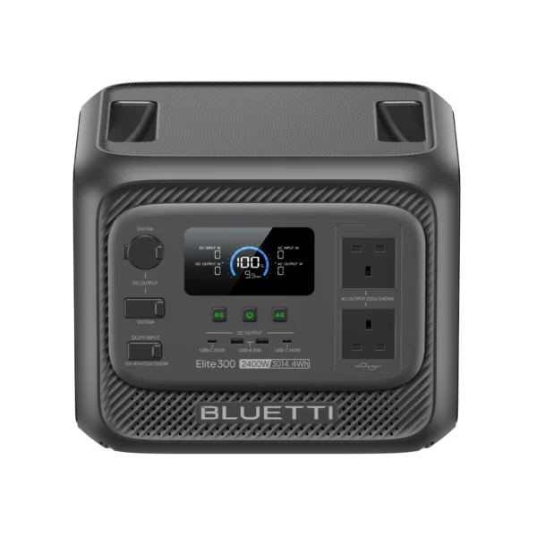 BLUETTI Elite 300 portable power station, front and top view